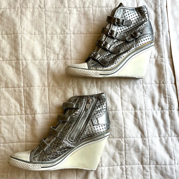 Ash Shoes - Ash Metallic Silver Wedge Sneakers